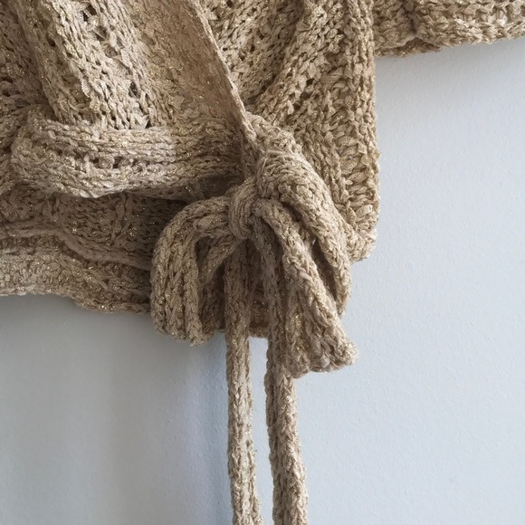 Bebe Gold Metallic Wrap Sweater - Picture 6 of 7